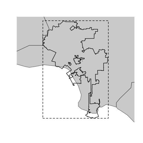 Los Angeles city boundary with bounding box